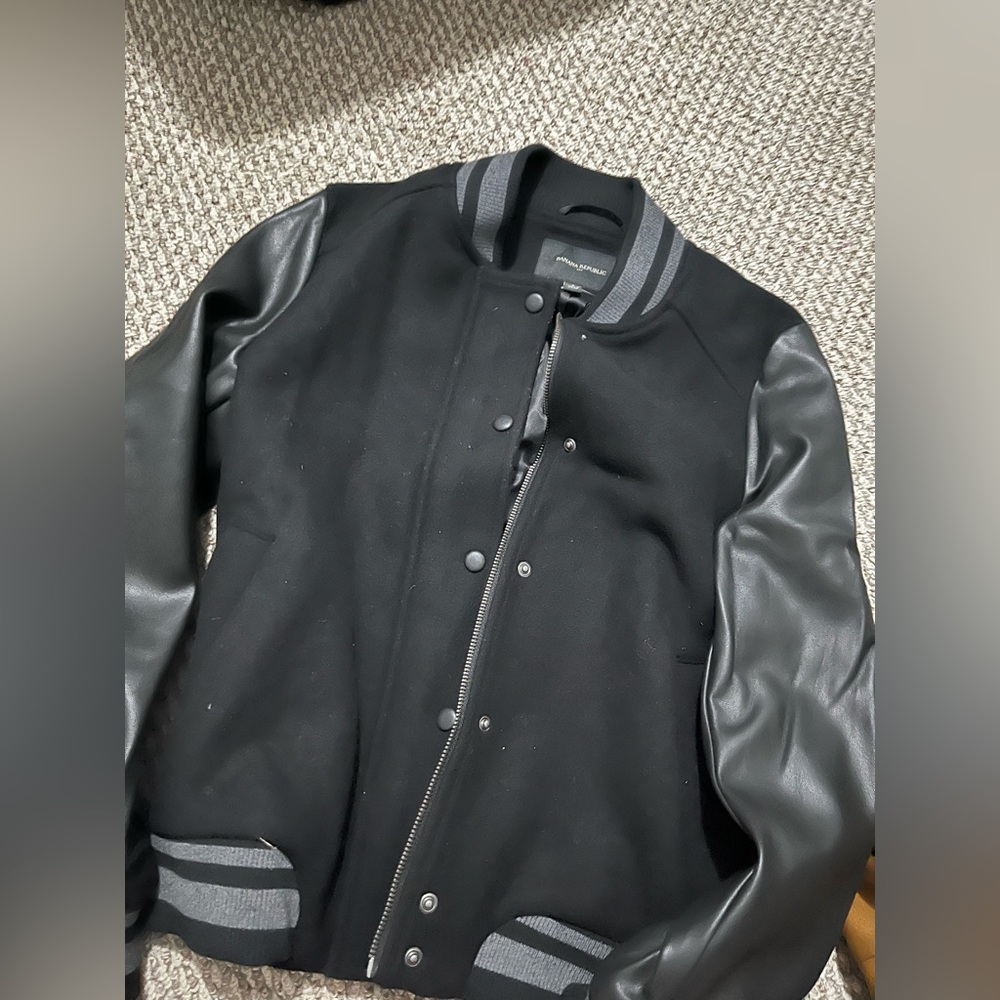 Banana Republic Black and Gray Bomber Jacket